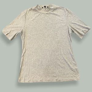 1. STATE ribbed short sleeve tee mock turtle neck, stretchy